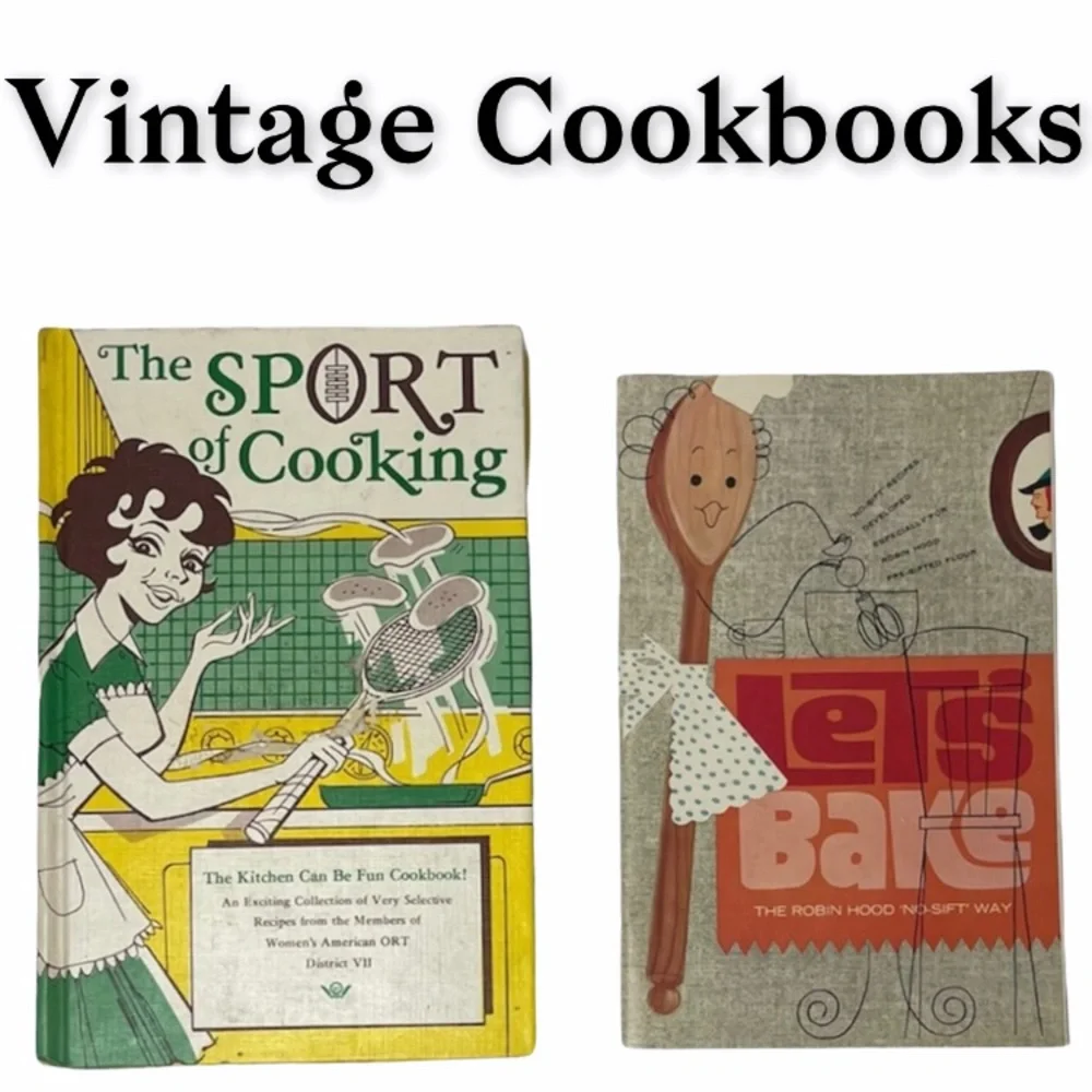 Vintage Cookbooks Set of 2 Farmhouse Antique Kitchen Cookware Collectible Bundle